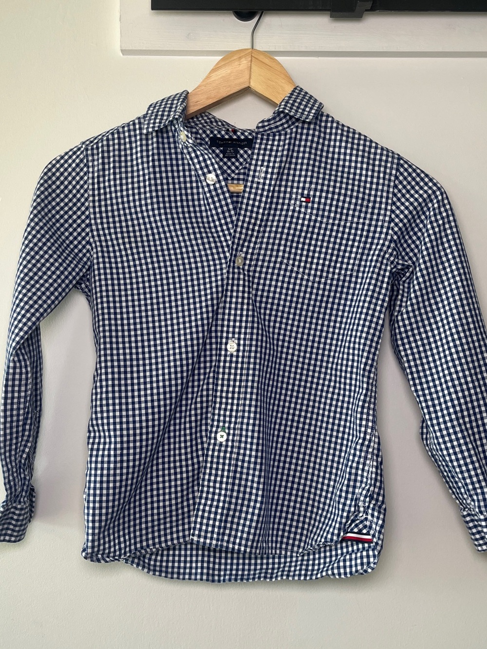 Tommy Hilfiger Boys Blue and White Gingham Button-Down Shirt